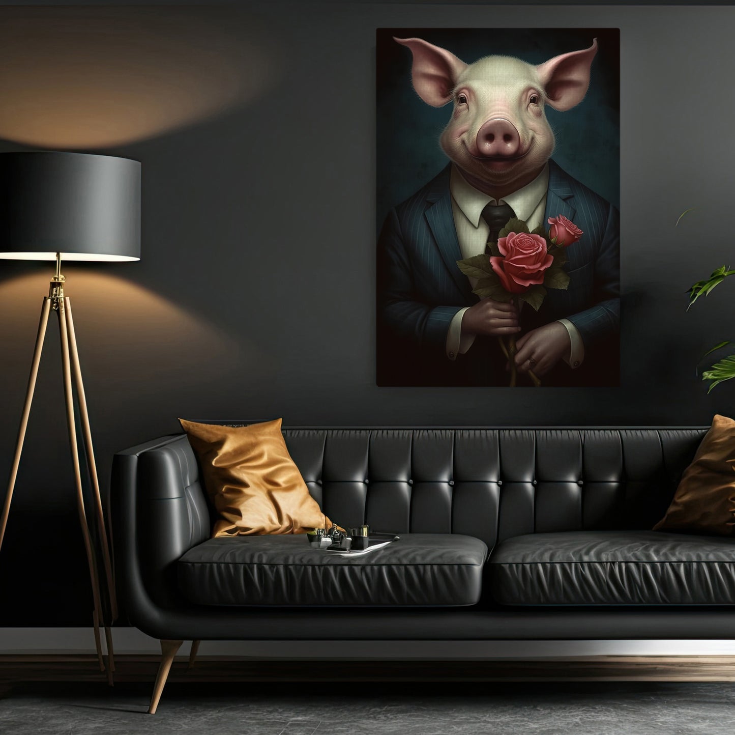 A Dapper Pig’s Offering, Victorian Pig Canvas Painting, Victorian Animal Wall Art Decor, Poster Gift For Pig Lovers