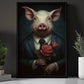 A Dapper Pig’s Offering, Victorian Pig Canvas Painting, Victorian Animal Wall Art Decor, Poster Gift For Pig Lovers