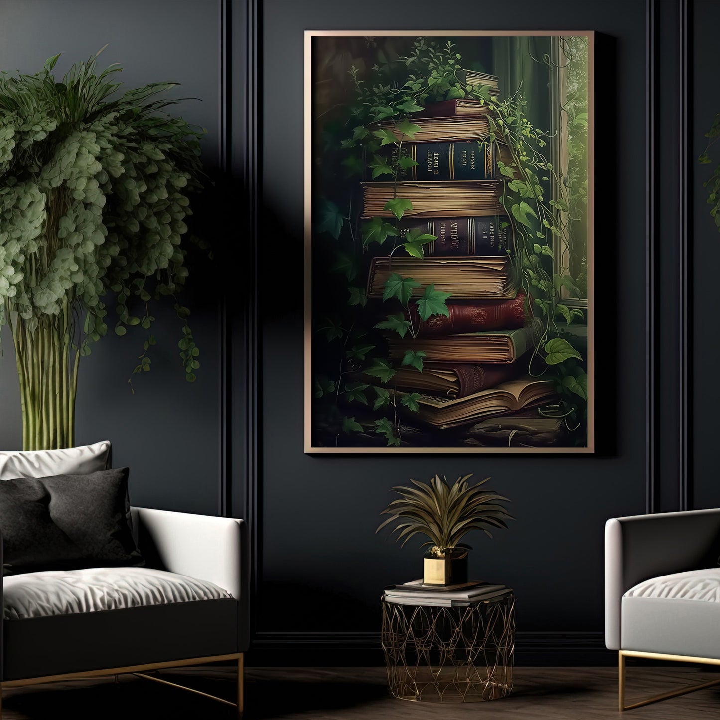 Nature's Library, Books Canvas Painting, Wall Art Decor, Poster Gift For Book Lovers