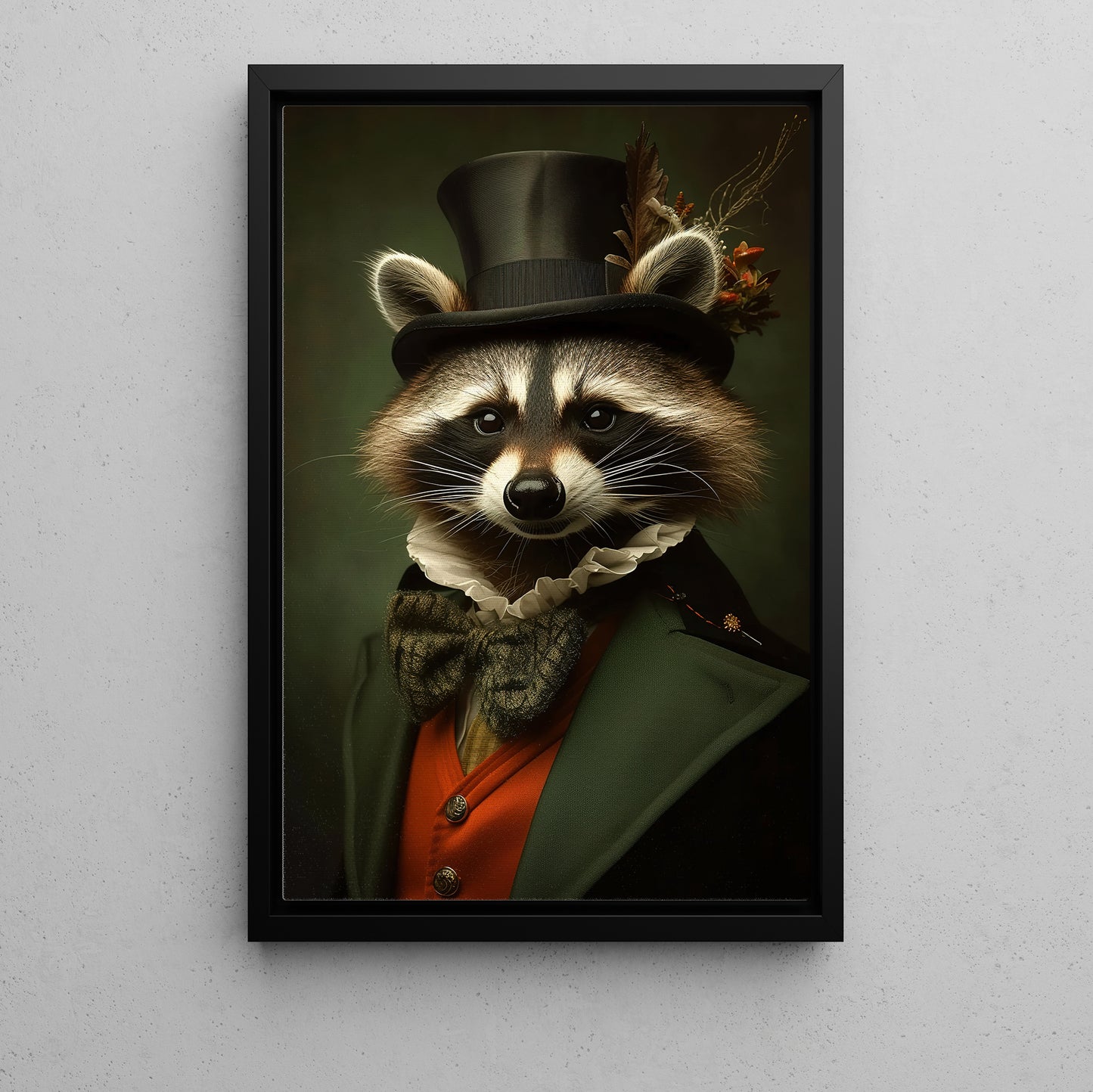 Elegant Raccoon Gentleman, Victorian Raccoon Canvas Painting, Victorian Animal Wall Art Decor, Poster Gift For Raccoon Lovers