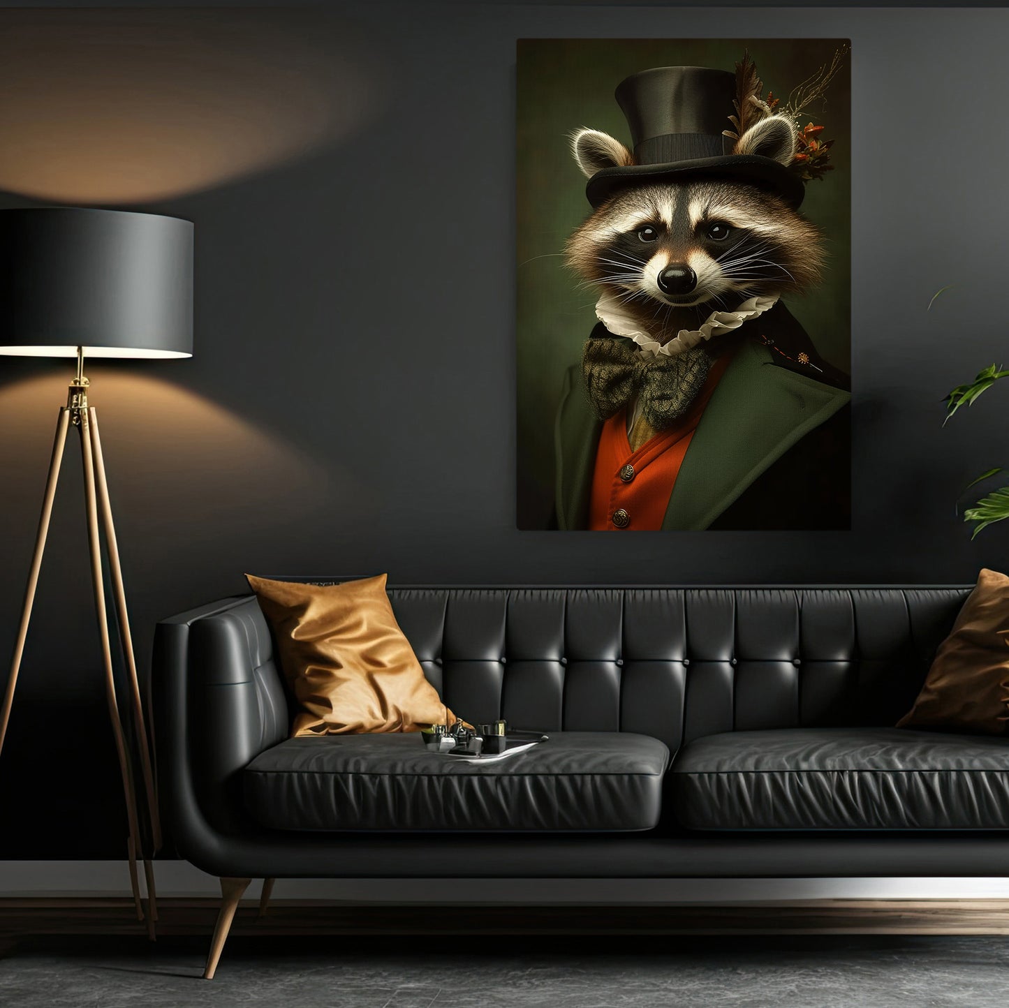 Elegant Raccoon Gentleman, Victorian Raccoon Canvas Painting, Victorian Animal Wall Art Decor, Poster Gift For Raccoon Lovers