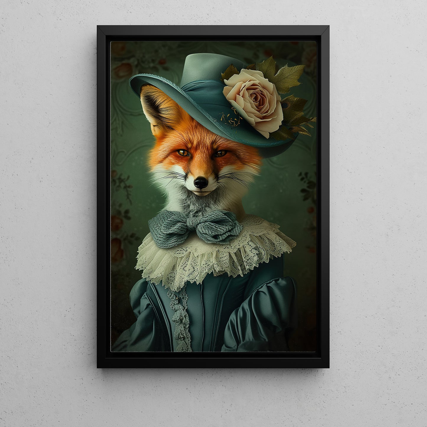 The Fashionable Fox, Victorian Fox Canvas Painting, Victorian Animal Wall Art Decor, Poster Gift For Fox Lovers