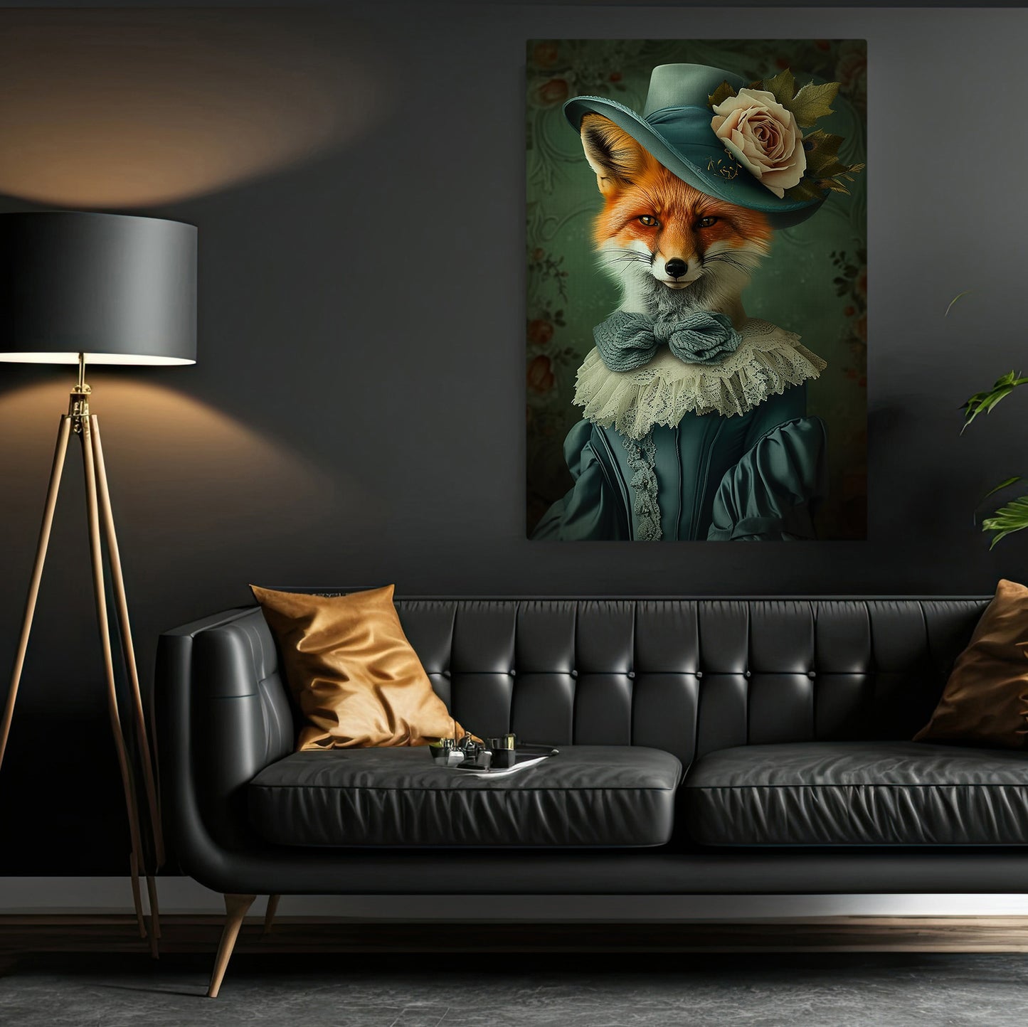 The Fashionable Fox, Victorian Fox Canvas Painting, Victorian Animal Wall Art Decor, Poster Gift For Fox Lovers