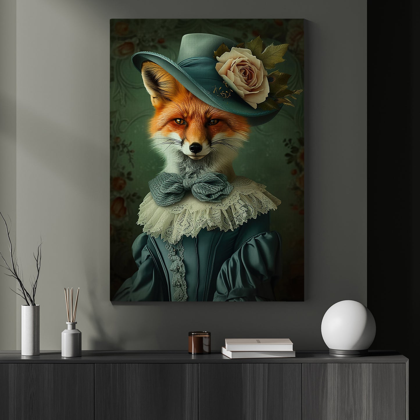 The Fashionable Fox, Victorian Fox Canvas Painting, Victorian Animal Wall Art Decor, Poster Gift For Fox Lovers