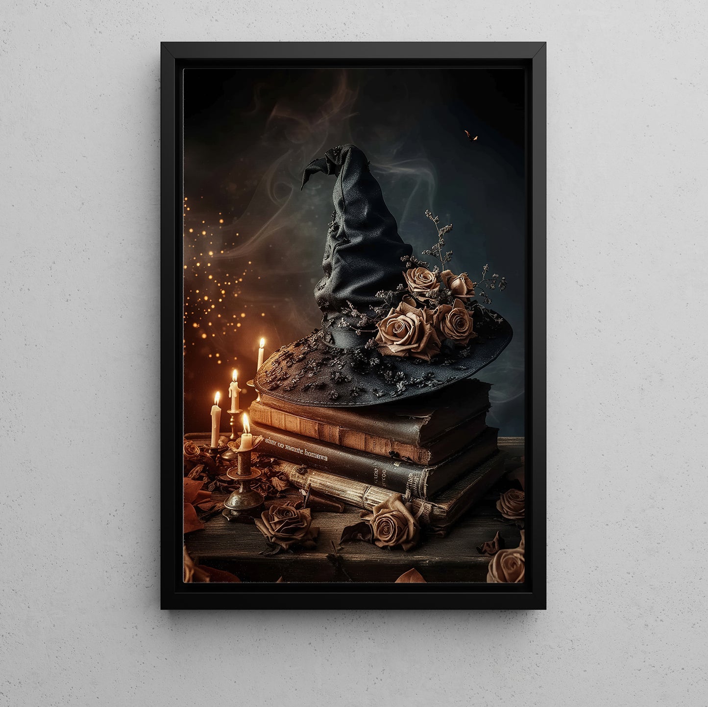 Mystic Allure, Witch Hat Canvas Painting, Spooky Season Wall Art Decor, Halloween Poster Gift For Book Lovers