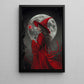 Mystical Red Sorceress Under The Moonlight, Witches Canvas Painting, Spooky Season Wall Art Decor, Halloween Poster Gift For Witch Lovers