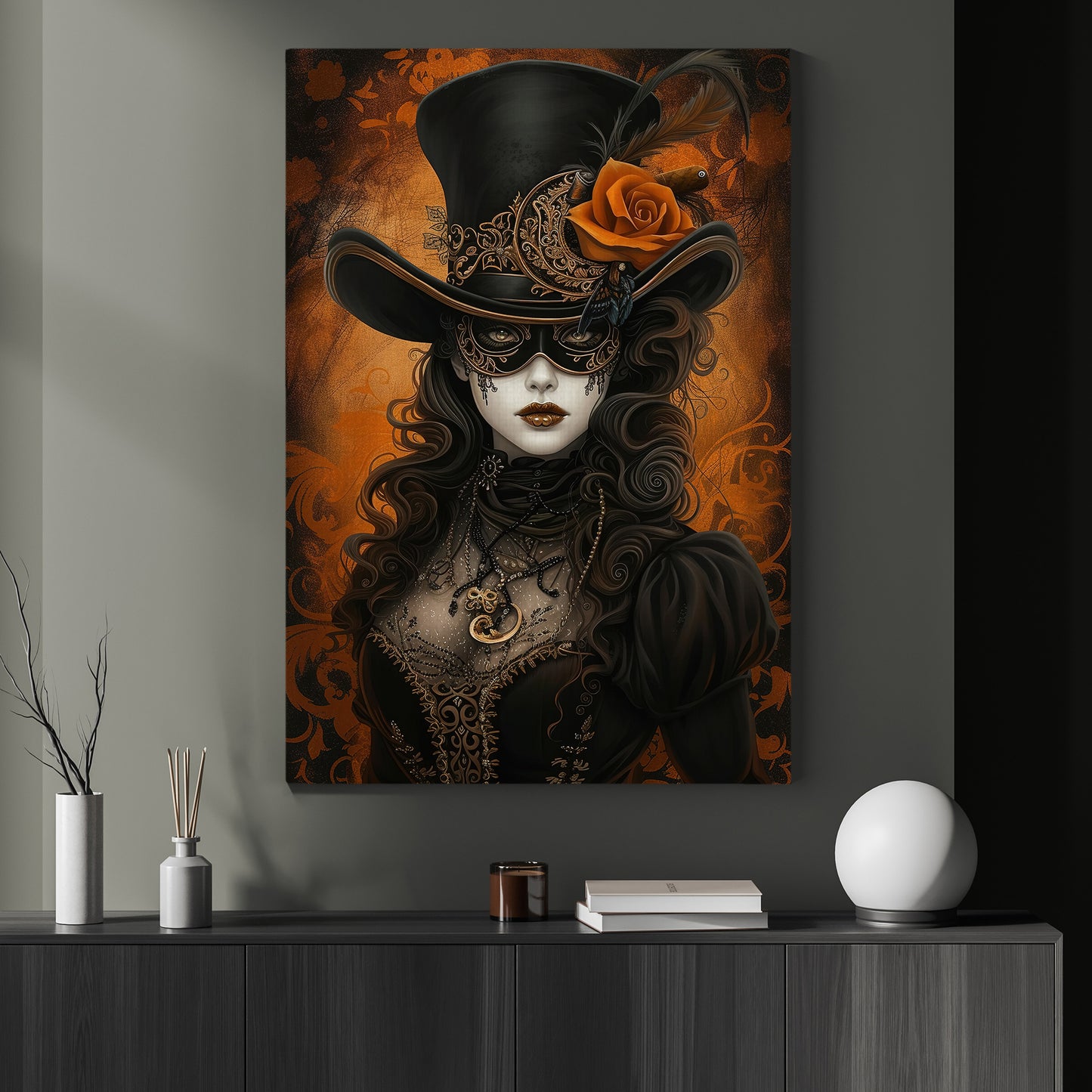 Mystique Of The Masquerade, Victorian Queen Canvas Painting, Morden Wall Art Decor, Poster Gift For Queen Lovers