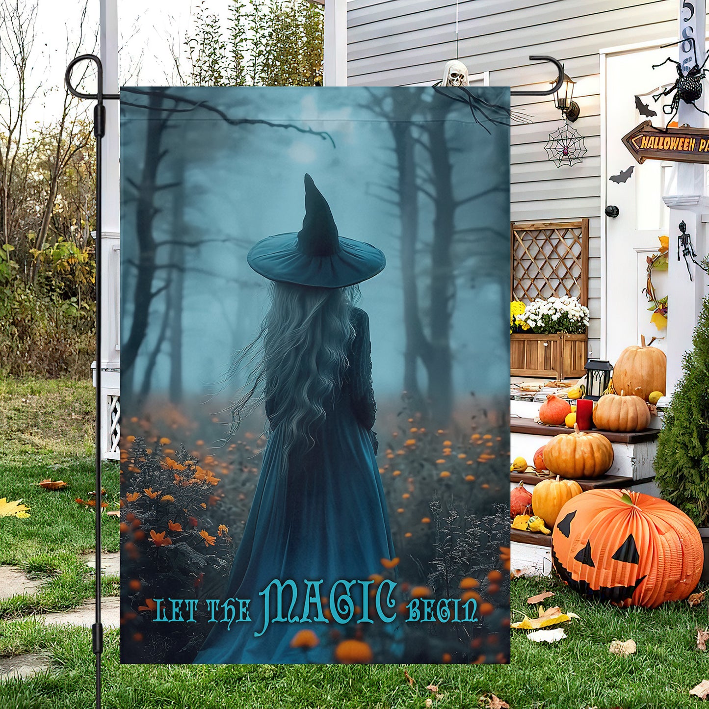 The Blue Witch, Halloween Garden Flag & House Flag, Witch Outdoor Decor, Spooky Yard Decor Gift For Witch Lovers