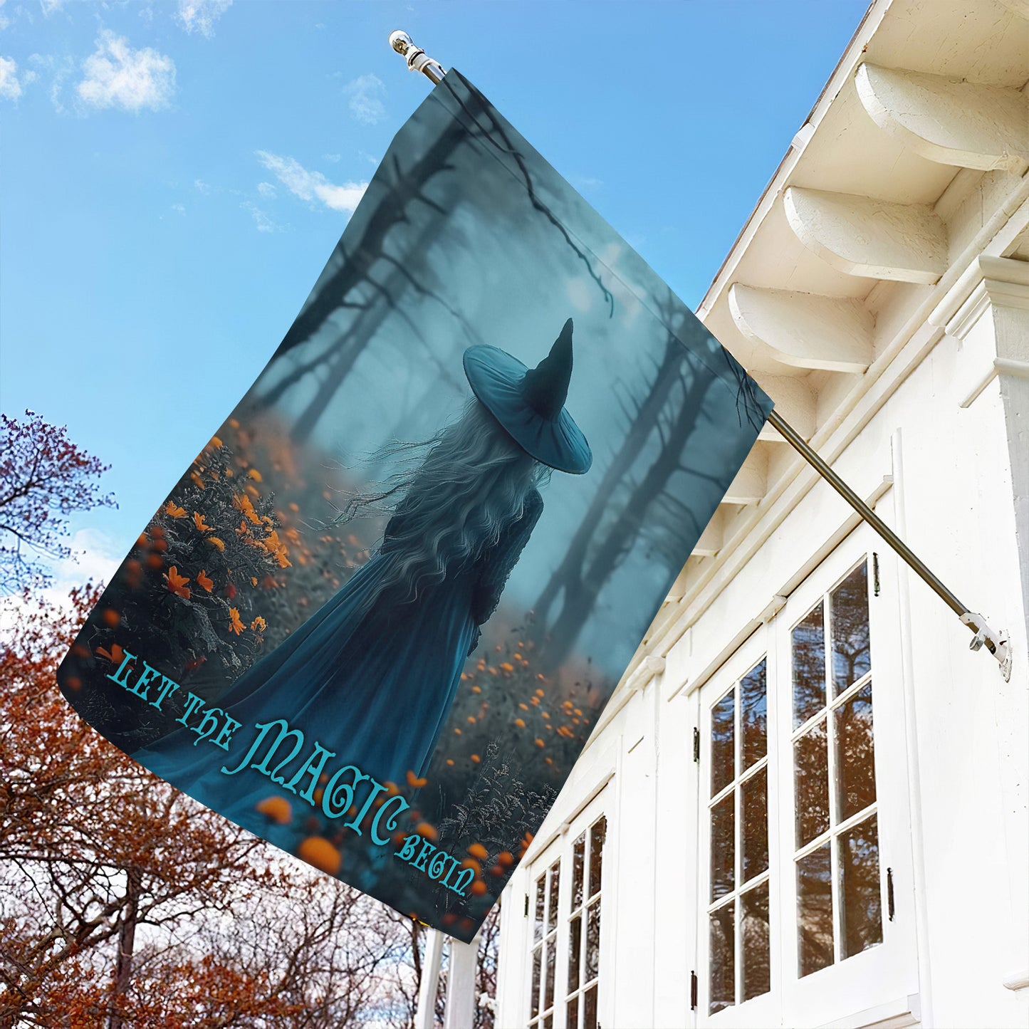 The Blue Witch, Halloween Garden Flag & House Flag, Witch Outdoor Decor, Spooky Yard Decor Gift For Witch Lovers