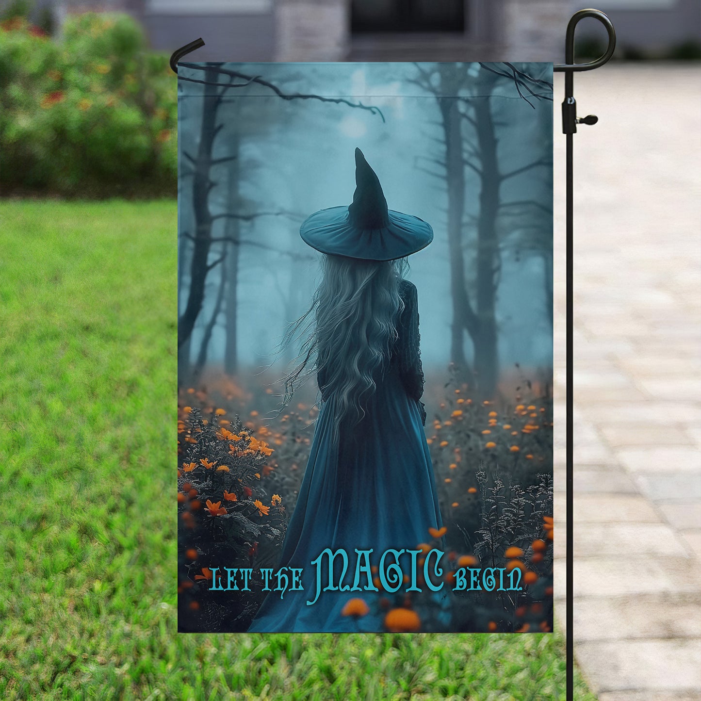 The Blue Witch, Halloween Garden Flag & House Flag, Witch Outdoor Decor, Spooky Yard Decor Gift For Witch Lovers