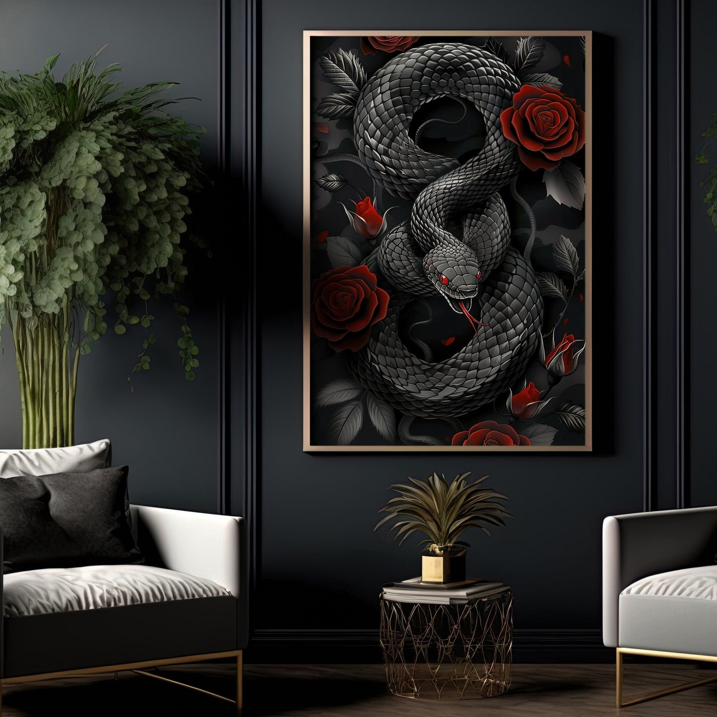 The Magic Of Snakes, Snake Canvas Painting, Gothic Wall Art Decor, Poster Gift For Snake Lovers