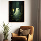 Ghost Hold The Candle, Ghost Canvas Painting, Dark Forest Wall Art, Spooky Poster Gift