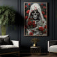 Eternal Blossoms, Gothic Canvas Painting, Mystery Wall Art Decor, Poster Gift For Skull Lovers