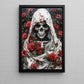 Gothic Rose Reaper Halloween Canvas Painting, Hauntingly Beautiful Skeleton Spooky Season Wall Art Decor, Halloween Poster Gift