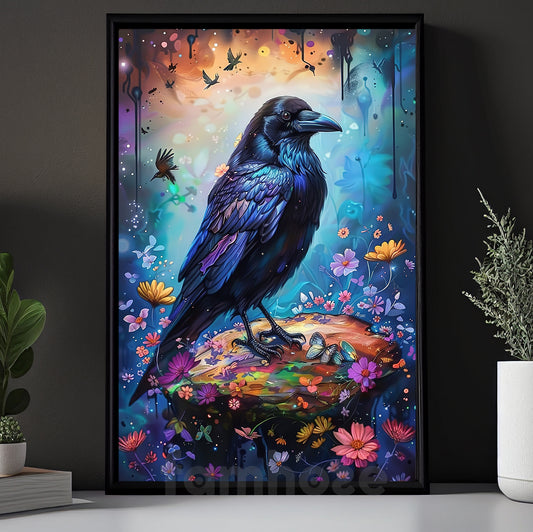 Regal Raven Canvas Painting, The Midnight Oracle Wall Art Decor, Poster Gift For Crown Lovers