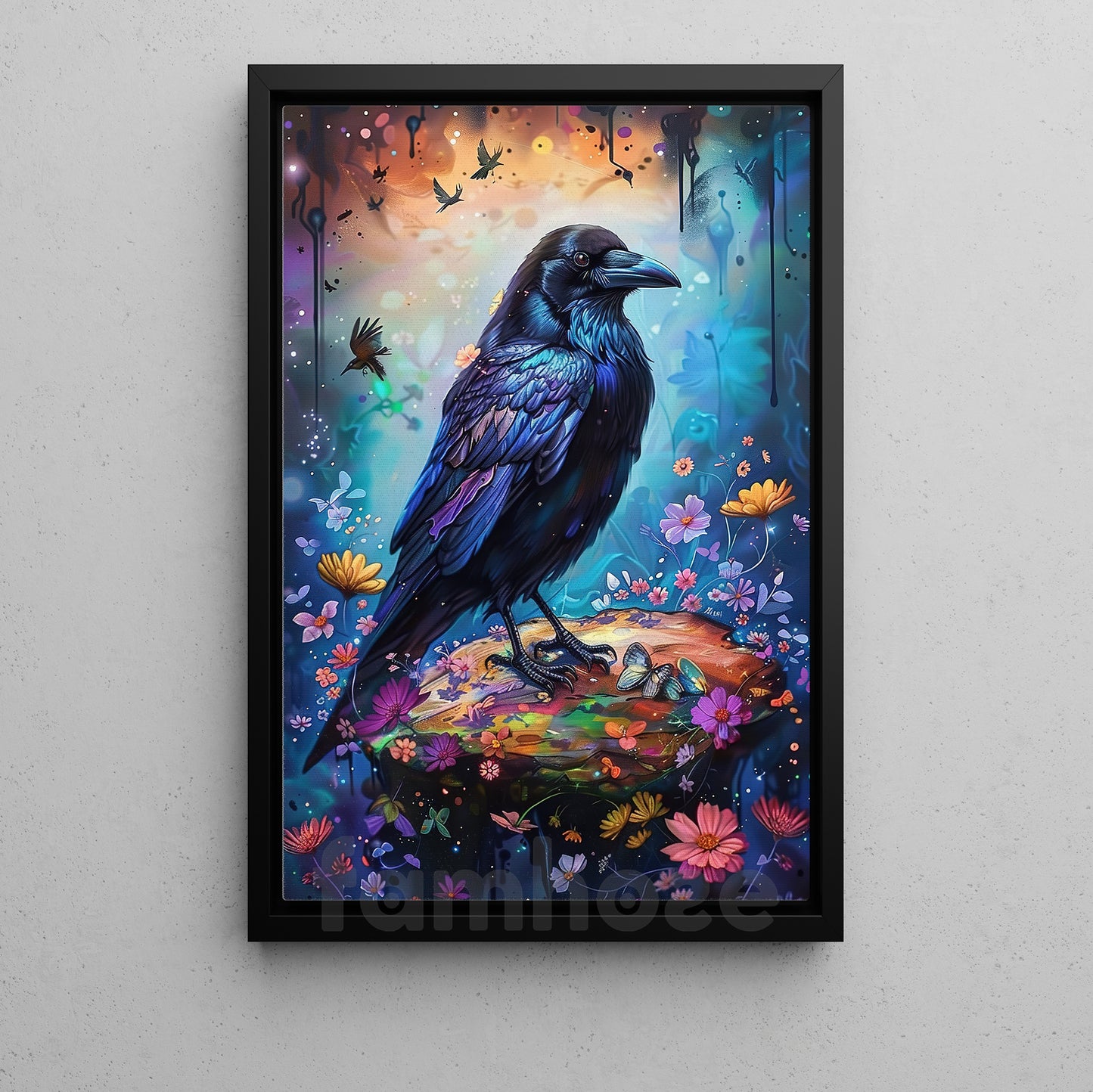 Regal Raven Canvas Painting, The Midnight Oracle Wall Art Decor, Poster Gift For Crown Lovers