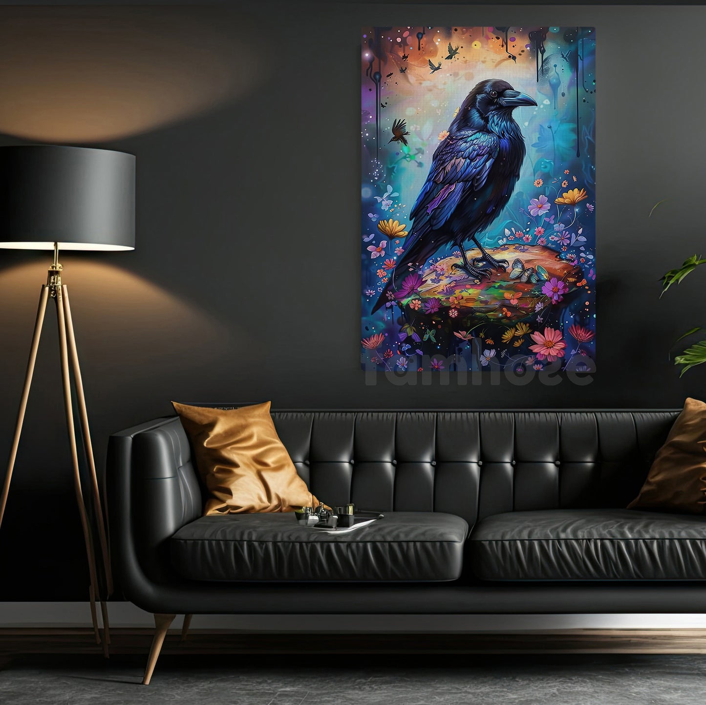 Regal Raven Canvas Painting, The Midnight Oracle Wall Art Decor, Poster Gift For Crown Lovers