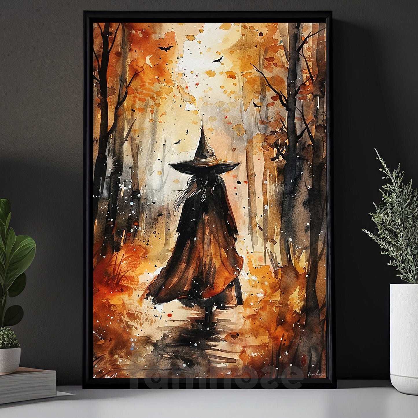 Halloween Witch Autumn Canvas Painting, Where Every Forest Hides A Spell Wall Art Decor, Spooky Season Poster Gift For Witch Lover