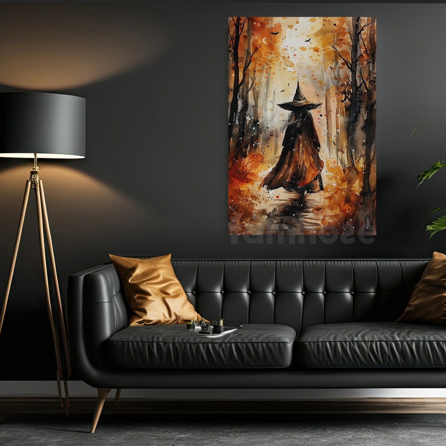 Halloween Witch Autumn Canvas Painting, Where Every Forest Hides A Spell Wall Art Decor, Spooky Season Poster Gift For Witch Lover
