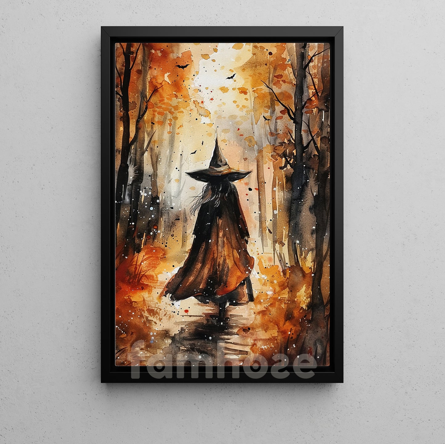 Halloween Witch Autumn Canvas Painting, Where Every Forest Hides A Spell Wall Art Decor, Spooky Season Poster Gift For Witch Lover