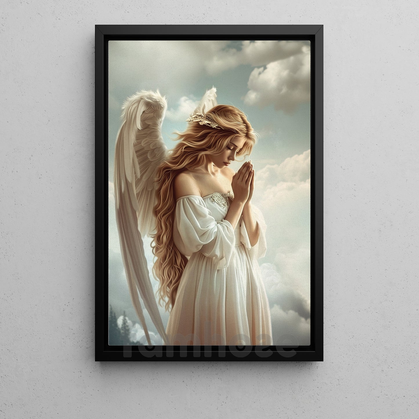 Graceful Angel Canvas Painting, Beautiful Guardian Angel Wall Art Decor, Poster Gift For Angel Lovers