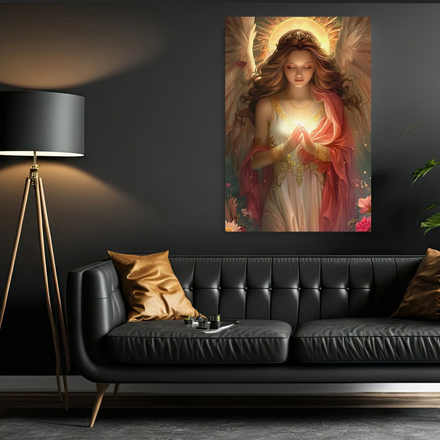 Angel's Embrace, Angel Canvas Painting, Blessed Wall Art Decor, Poster Gift For Angel Lovers