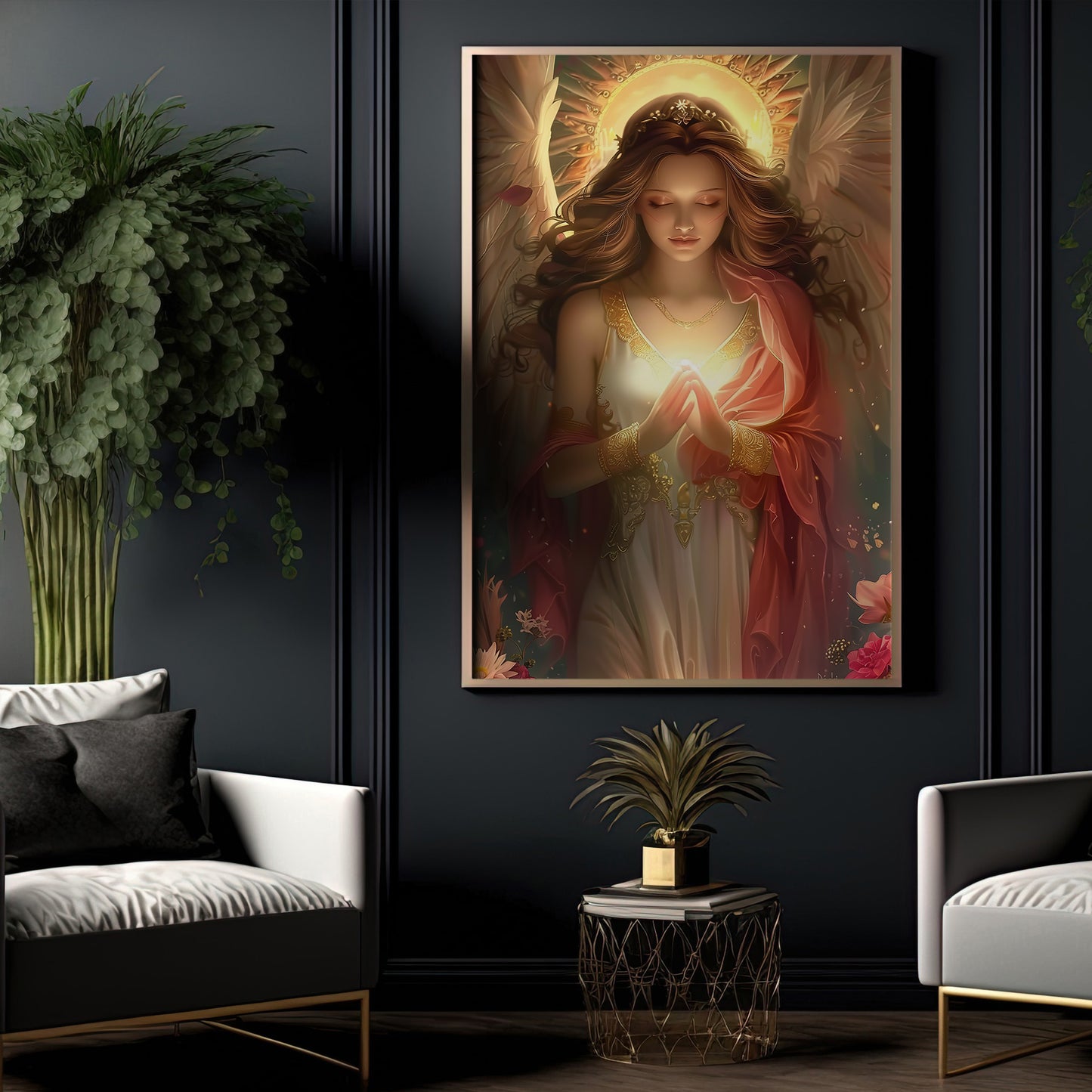 Angel's Embrace, Angel Canvas Painting, Blessed Wall Art Decor, Poster Gift For Angel Lovers