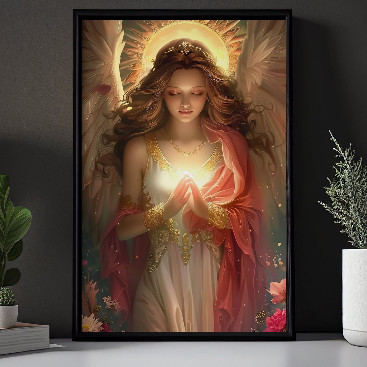 Angel's Embrace, Angel Canvas Painting, Blessed Wall Art Decor, Poster Gift For Angel Lovers