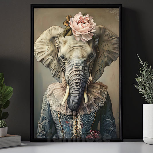 Victorian Elephant Canvas Painting, Noble Elephant Lady Wall Art Decor, Poster Gift For Elephant Lovers
