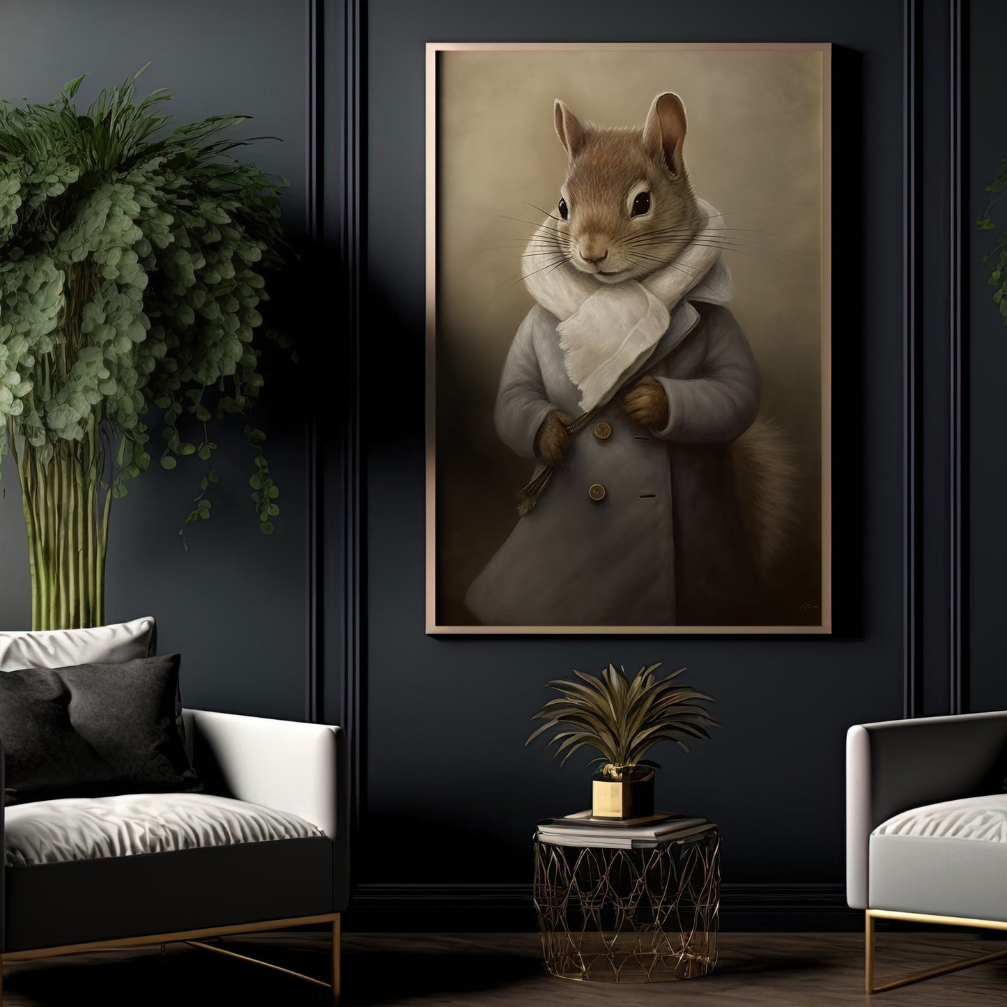 Gentleman Of The Grove A Squirrel’s Portrait, Victorian Squirrel Canvas Painting, Victorian Animal Wall Art Decor, Poster Gift For Squirrel Lovers