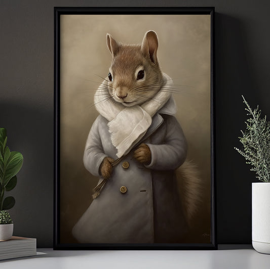 Gentleman Of The Grove A Squirrel’s Portrait, Victorian Squirrel Canvas Painting, Victorian Animal Wall Art Decor, Poster Gift For Squirrel Lovers