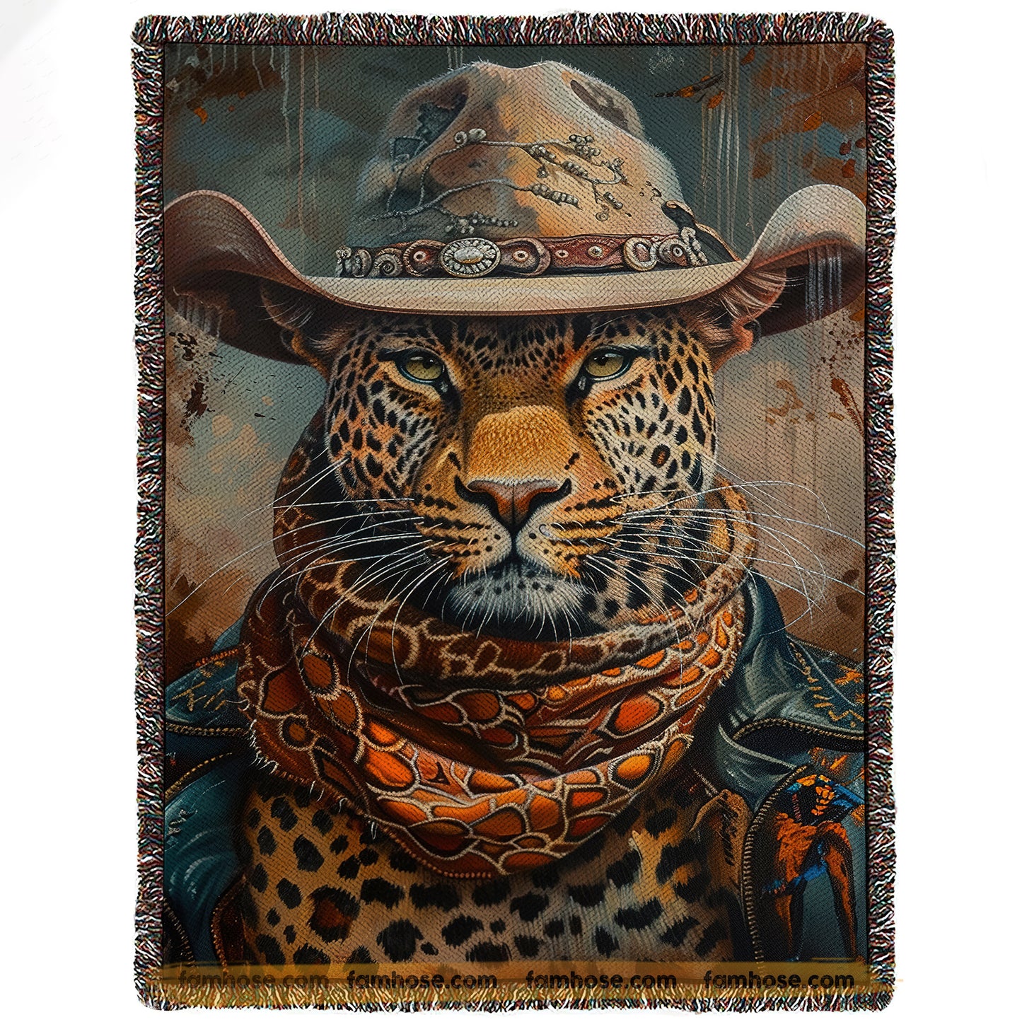 Victorian Leopard Fleece Blanket - The Wild West Leopard Sherpa Blanket, Woven Blanket Gift For Leopard Lovers, Victorian Animal Lovers