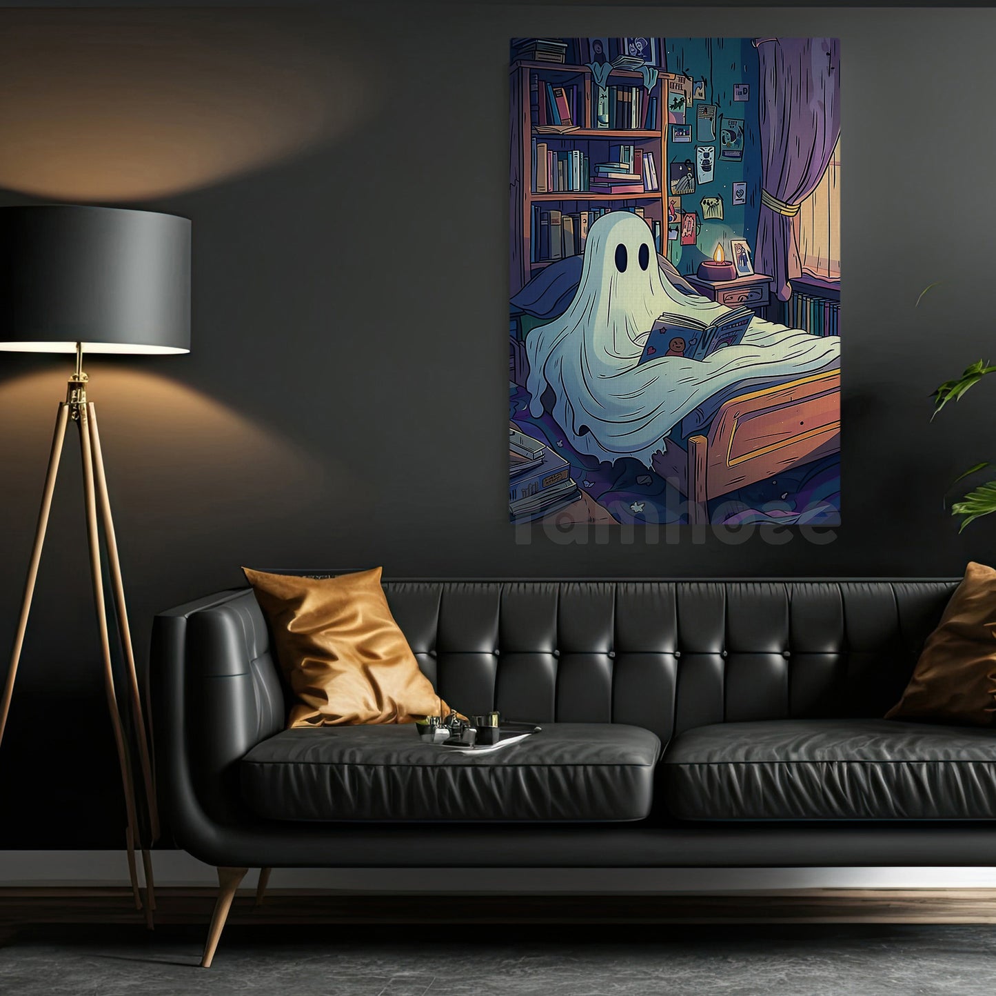Halloween Boo Canvas Painting, Bedtime Boo Wall Art Decor, Spooky Season Poster Gift For Ghost Lovers