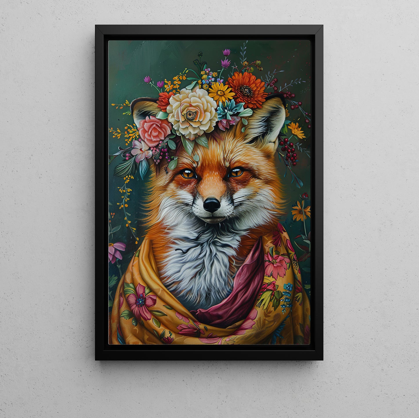 Floral Fox Majesty, Victorian Fox Canvas Painting, Victorian Animal Wall Art Decor, Poster Gift For Fox Lovers