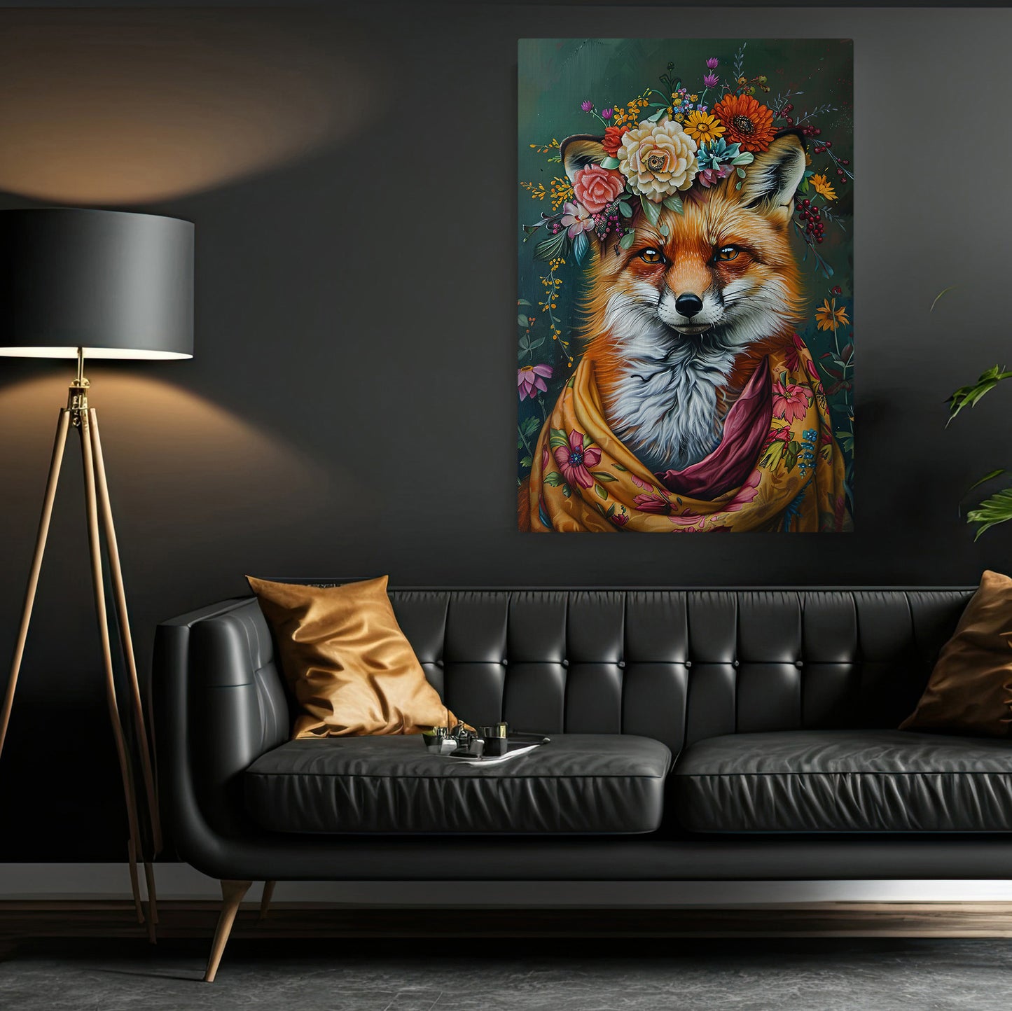 Floral Fox Majesty, Victorian Fox Canvas Painting, Victorian Animal Wall Art Decor, Poster Gift For Fox Lovers