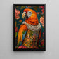 The Majestic Macaw, Floral Victorian Macaw Canvas Painting, Victorian Animal Wall Art Decor, Poster Gift For Macaw Lovers