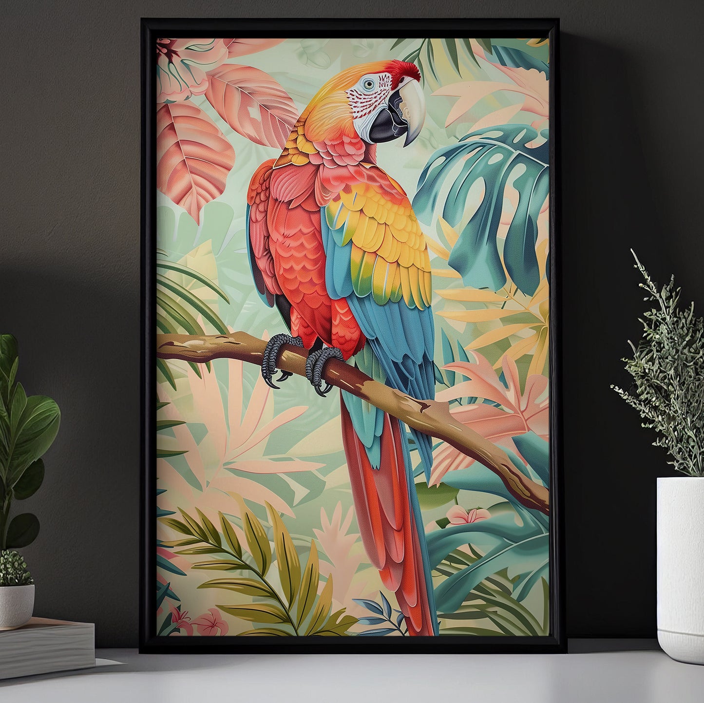 Bird Of Paradise, Victorian Parrot Canvas Painting, Victorian Animal Wall Art Decor, Poster Gift For Parrot Lovers