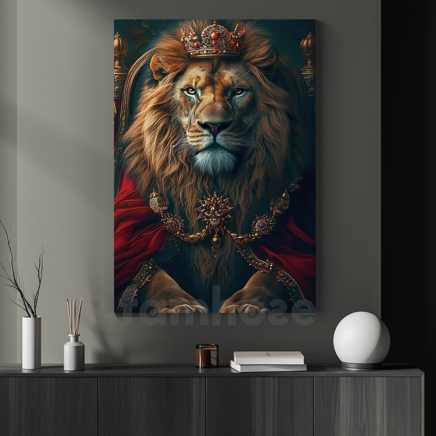 Victorian Lion Canvas Painting, The Lion King Wall Art Decor, Poster Gift For Lion Lovers