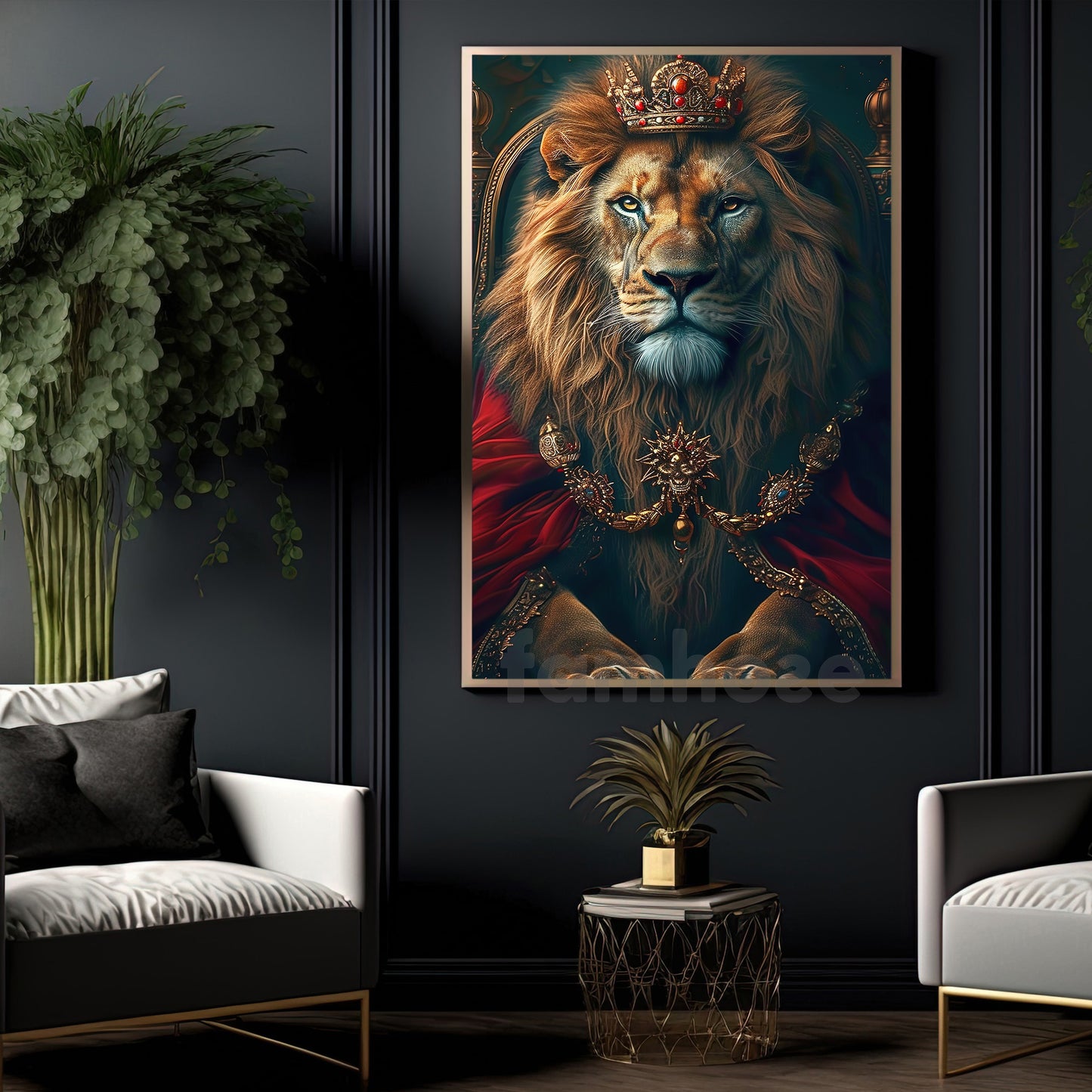 Victorian Lion Canvas Painting, The Lion King Wall Art Decor, Poster Gift For Lion Lovers