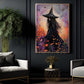 Halloween Witch Canvas Painting, Witch In Wildflower Field Wall Art Decor Spooky Season Poster Gift For Witch Lovers
