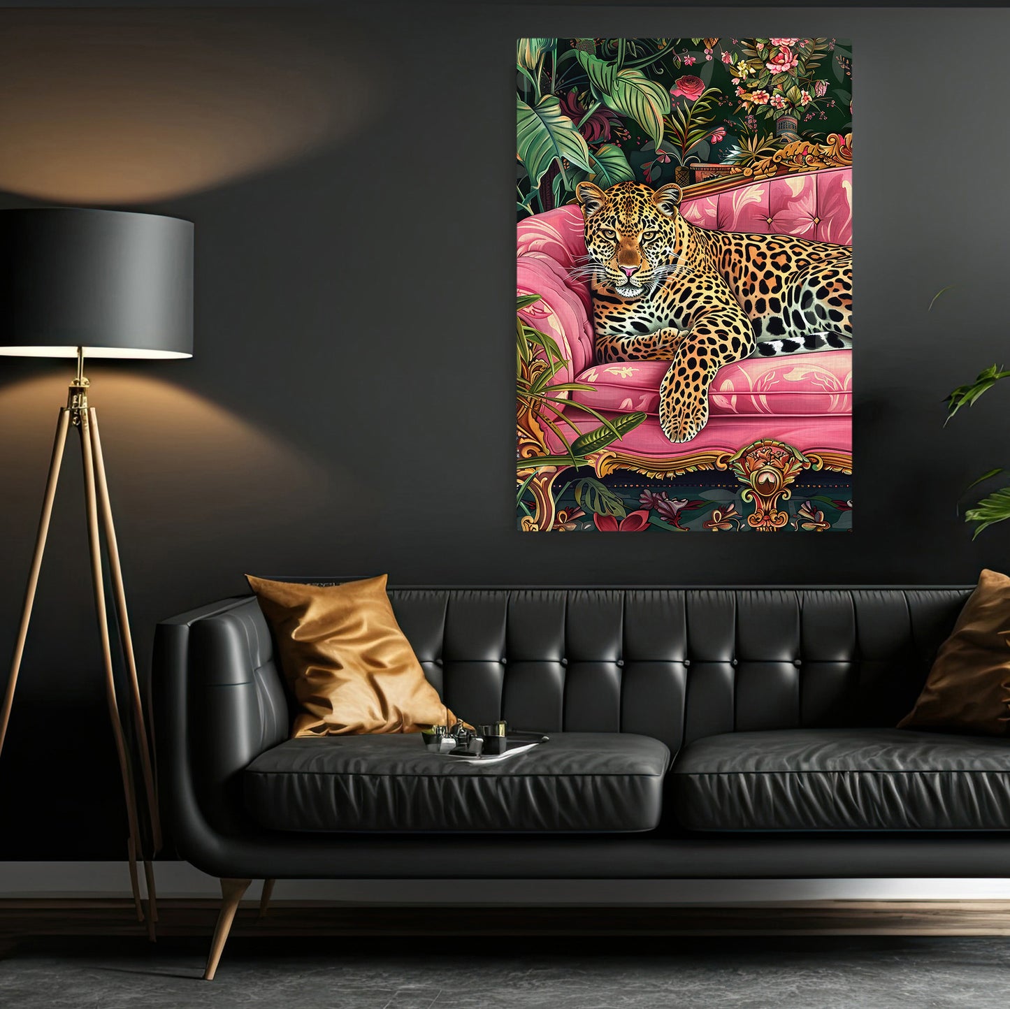 Leopard In The Limelight, Victorian Leopard Canvas Painting, Victorian Animal Wall Art Decor, Poster Gift For Leopard Lovers