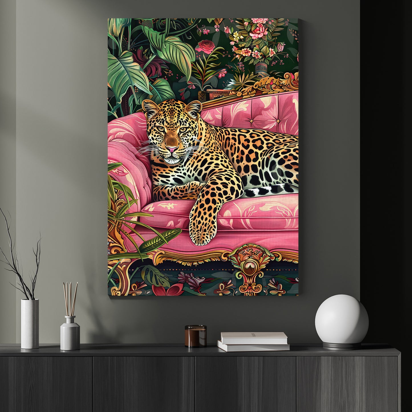 Leopard In The Limelight, Victorian Leopard Canvas Painting, Victorian Animal Wall Art Decor, Poster Gift For Leopard Lovers