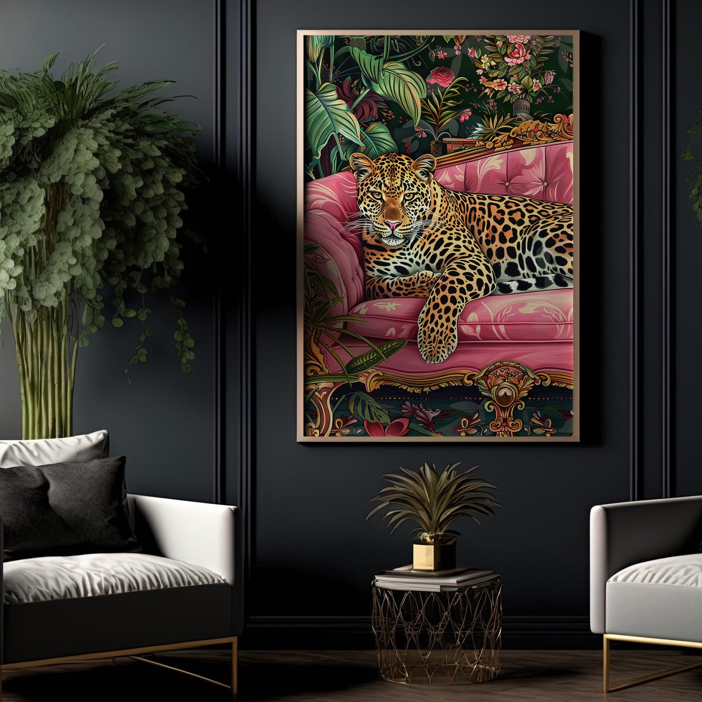 Leopard In The Limelight, Victorian Leopard Canvas Painting, Victorian Animal Wall Art Decor, Poster Gift For Leopard Lovers