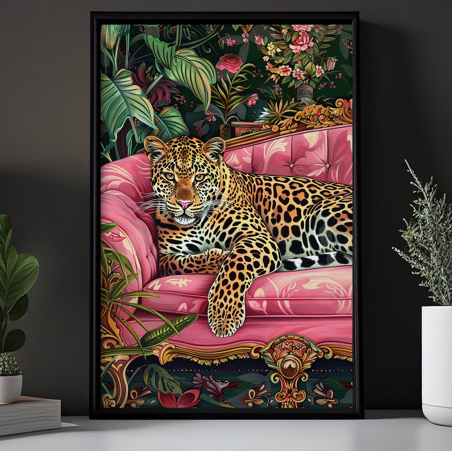 Leopard In The Limelight, Victorian Leopard Canvas Painting, Victorian Animal Wall Art Decor, Poster Gift For Leopard Lovers