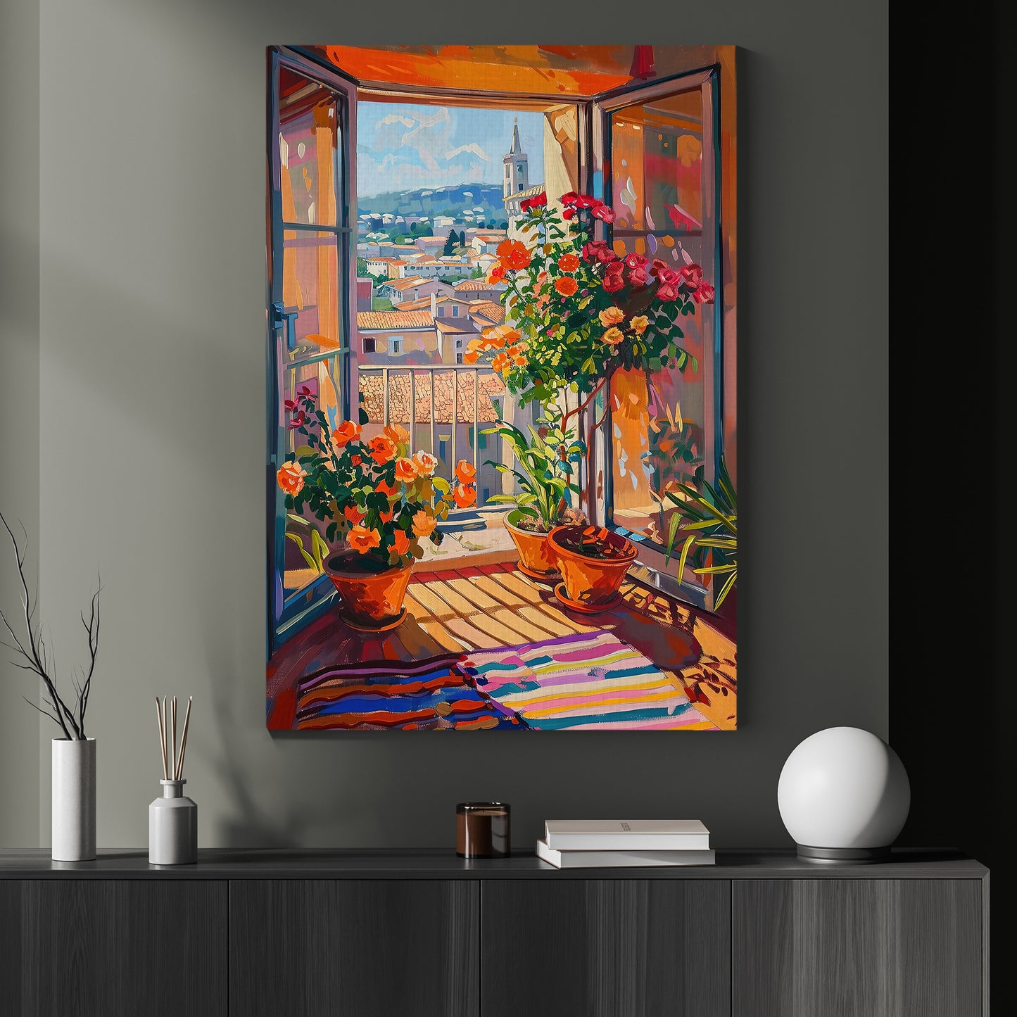 The Balcony Garden, Nature Canvas Painting, Wall Art Decor, Poster Gift For Landscape Lovers