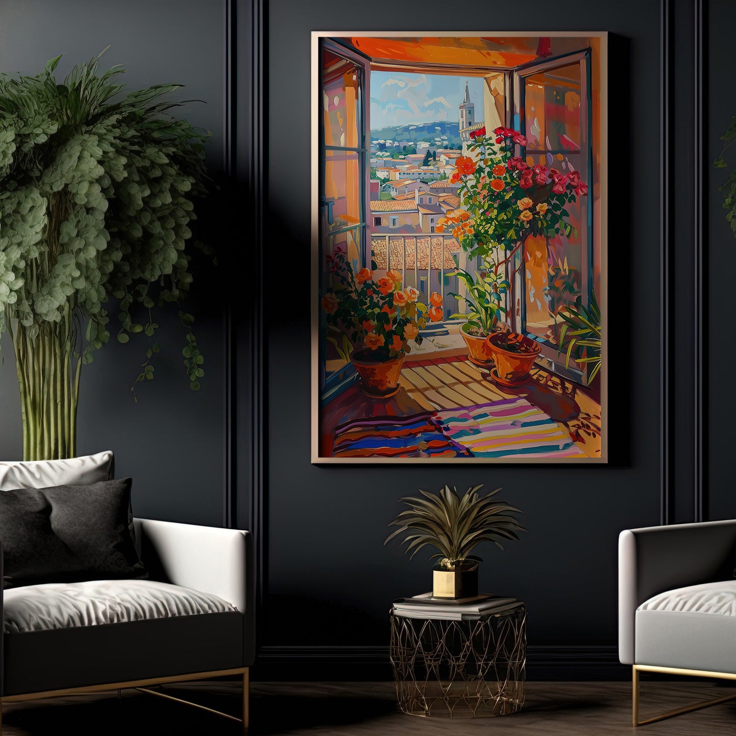 The Balcony Garden, Nature Canvas Painting, Wall Art Decor, Poster Gift For Landscape Lovers