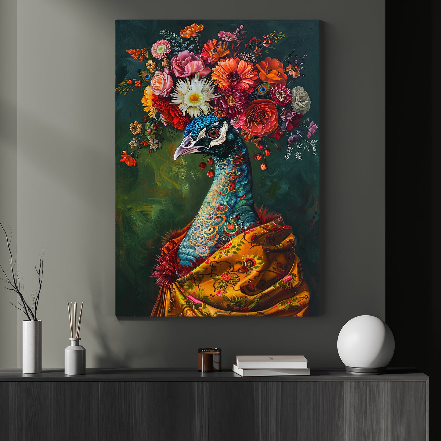 Peacock Paradise, Victorian Peacock Canvas Painting, Victorian Animal Wall Art Decor, Poster Gift For Peacock Lovers