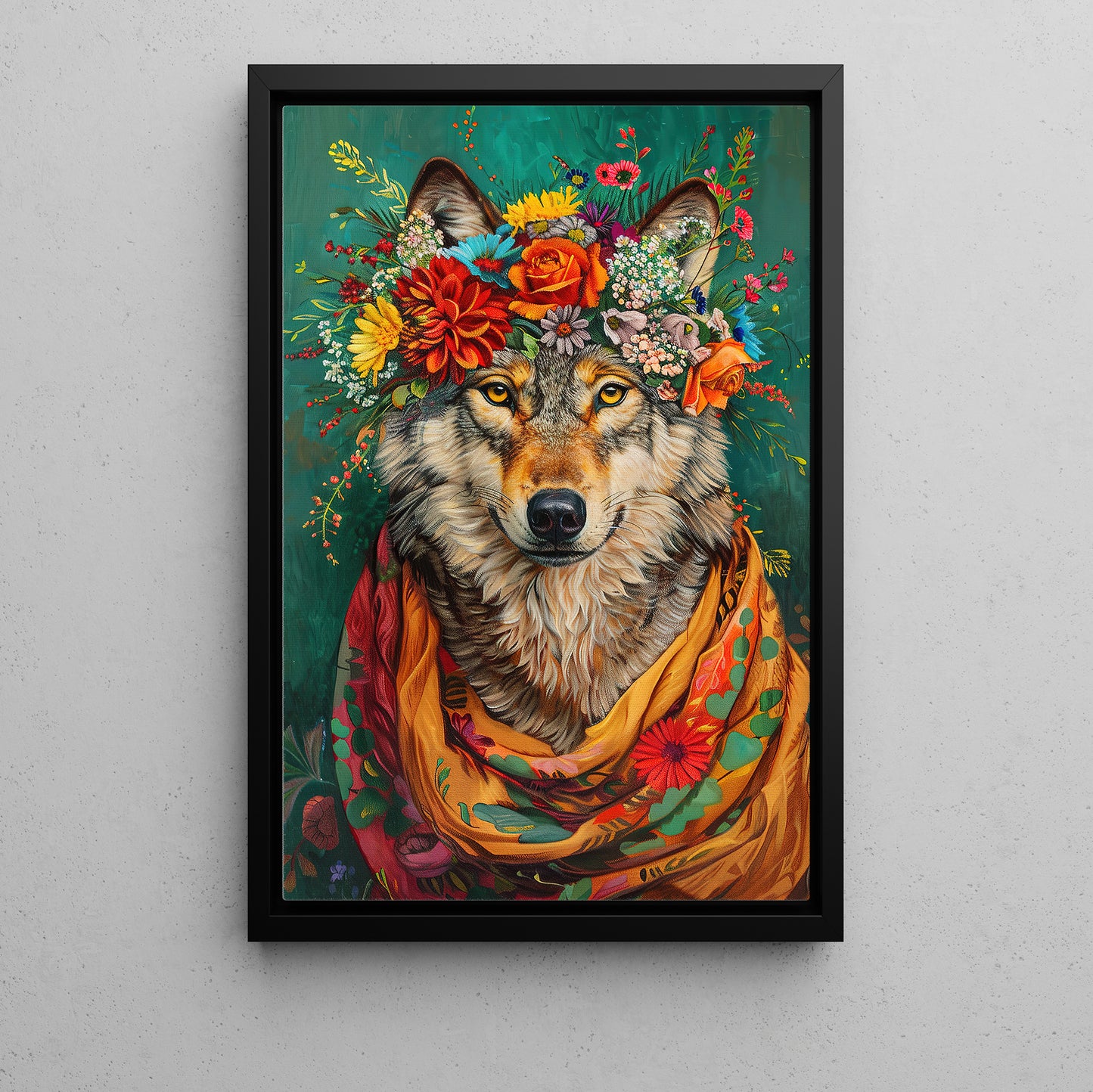 Bloom Bound Wolf, Victorian Wolf Canvas Painting, Victorian Animal Wall Art Decor, Poster Gift For Wolf Lovers