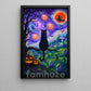 Halloween Black Cat Canvas Painting, Starry Night In Graveyard Wall Art Decor, Spooky Season Poster Gift For Cat Lover