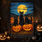 Halloween Black Cat Canvas Painting, Black Cats Pumpkin Patch Wall Art Decor, Spooky Season Poster Gift For Cat Lover